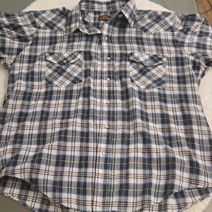 Men's Blue Plaid Casual Button Down Shirt